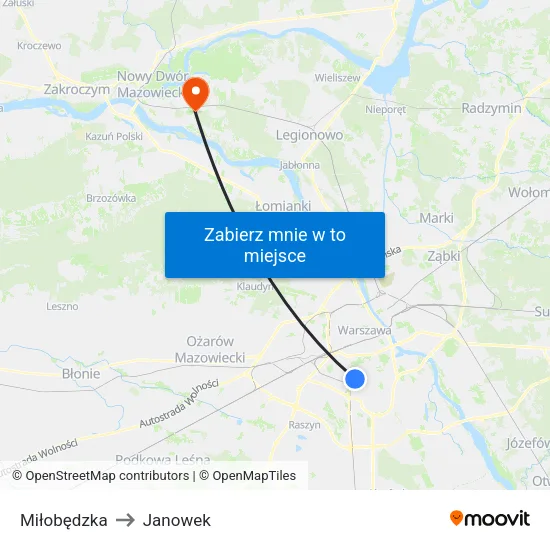 Miłobędzka to Janowek map