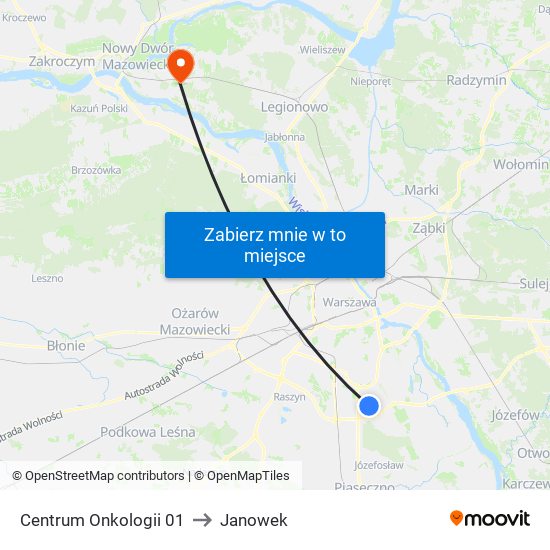 Centrum Onkologii 01 to Janowek map