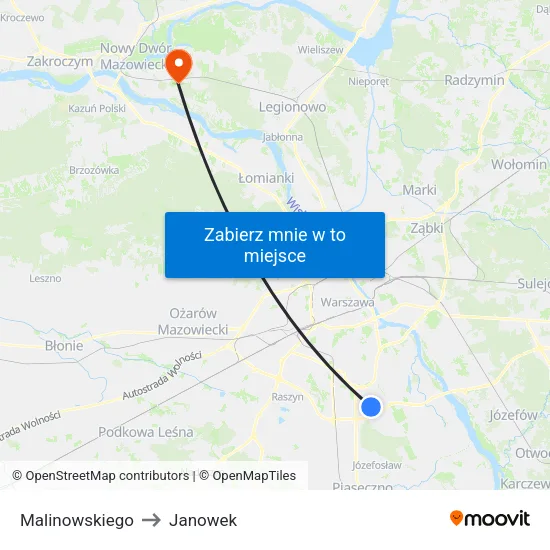 Malinowskiego to Janowek map