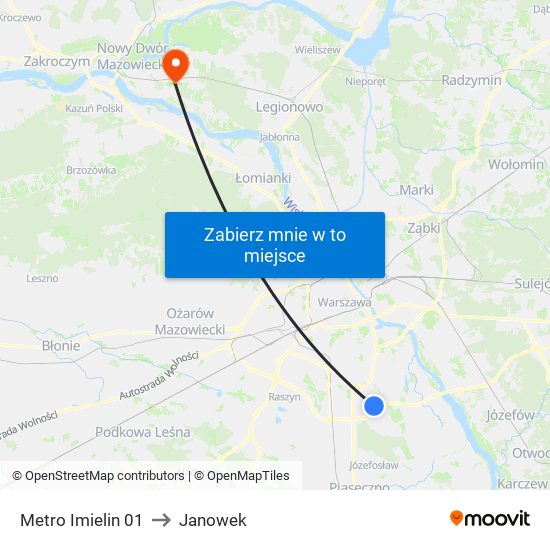 Metro Imielin to Janowek map