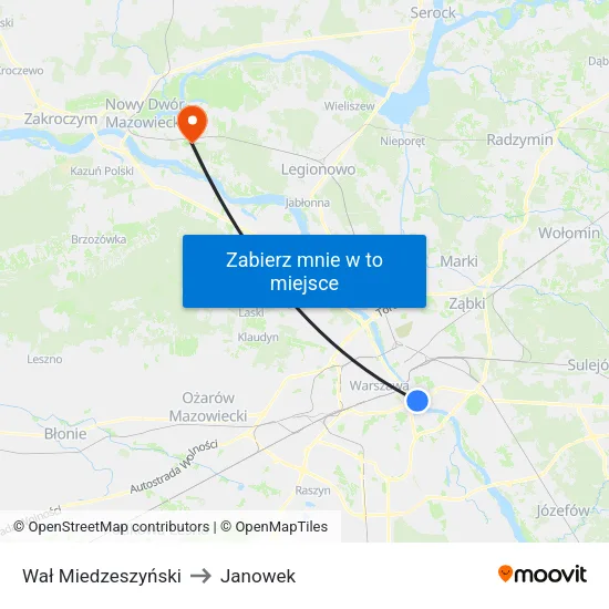 Wał Miedzeszyński to Janowek map