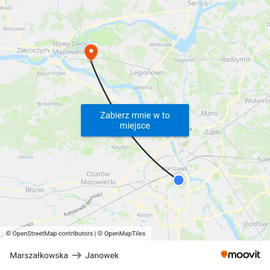 Marszałkowska to Janowek map
