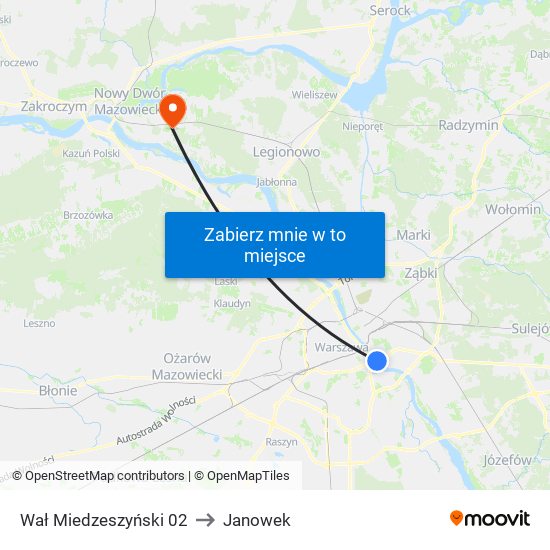 Wał Miedzeszyński to Janowek map