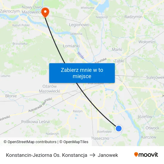 Konstancin-Jeziorna Os. Konstancja to Janowek map