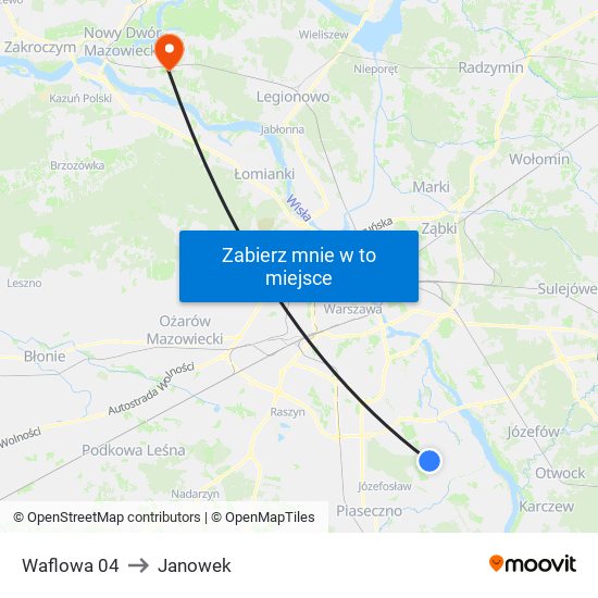 Waflowa 04 to Janowek map