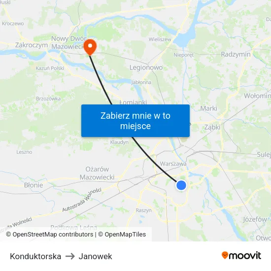 Konduktorska to Janowek map