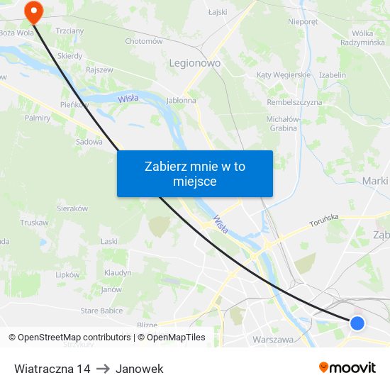 Wiatraczna 14 to Janowek map