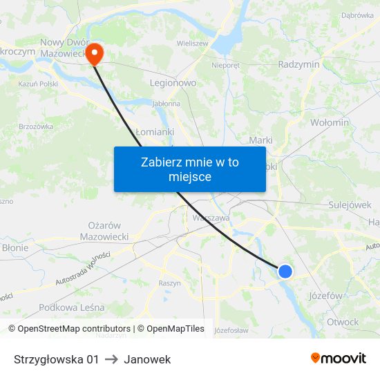 Strzygłowska to Janowek map