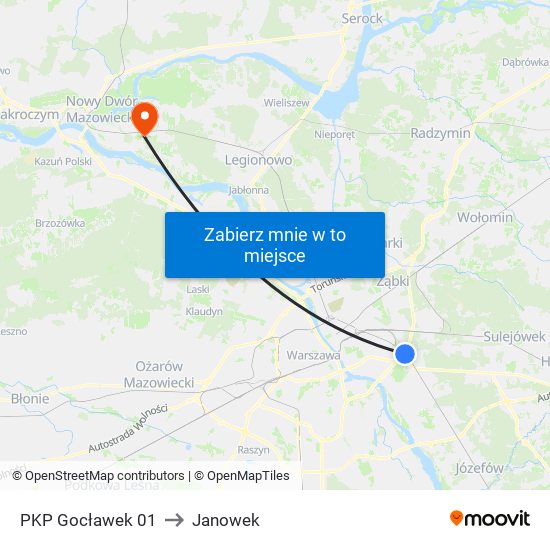 PKP Gocławek to Janowek map