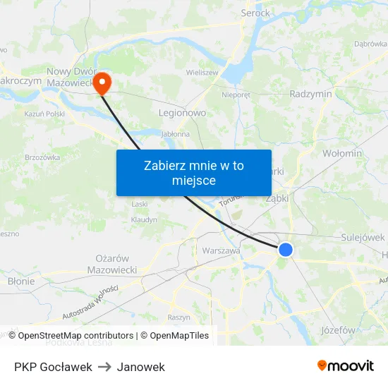 PKP Gocławek to Janowek map