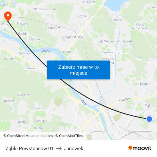 Ząbki Powstańców 01 to Janowek map