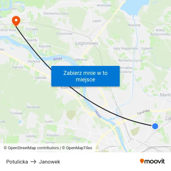 Potulicka to Janowek map