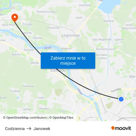 Codzienna to Janowek map