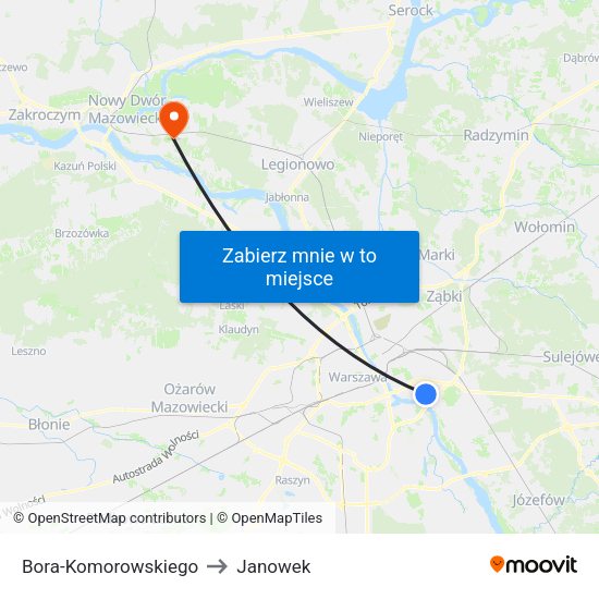 Bora-Komorowskiego to Janowek map