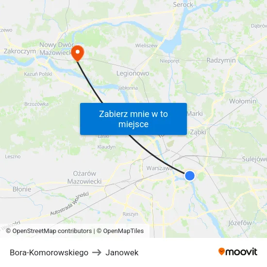 Bora - Komorowskiego to Janowek map