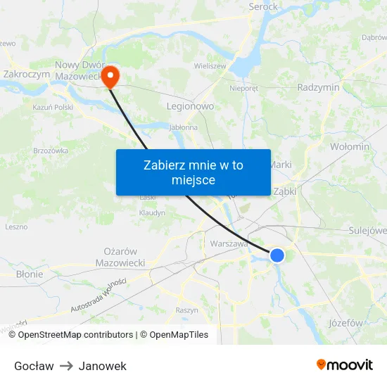 Gocław to Janowek map