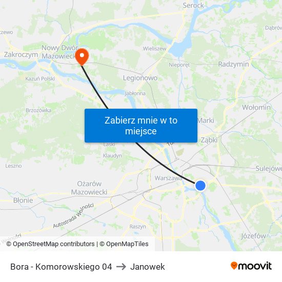 Bora-Komorowskiego to Janowek map