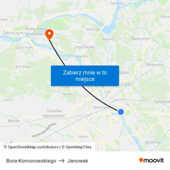 Bora - Komorowskiego to Janowek map
