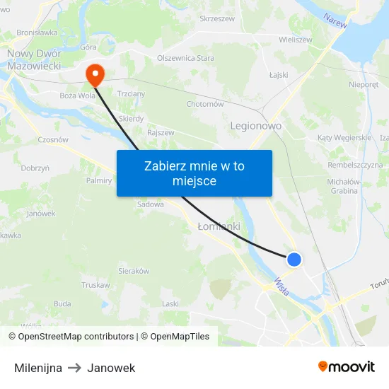 Milenijna to Janowek map