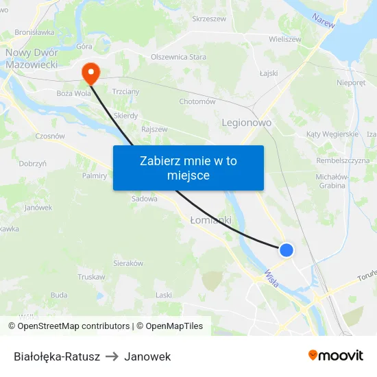 Białołęka - Ratusz to Janowek map
