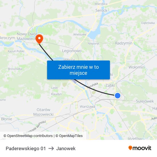 Paderewskiego 01 to Janowek map