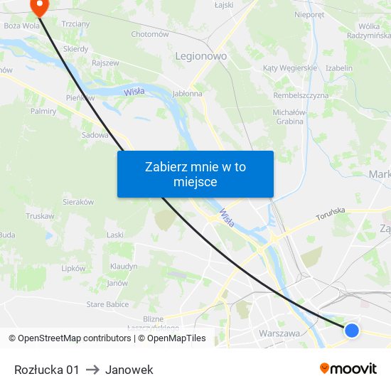 Rozłucka to Janowek map