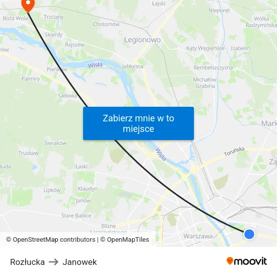 Rozłucka to Janowek map