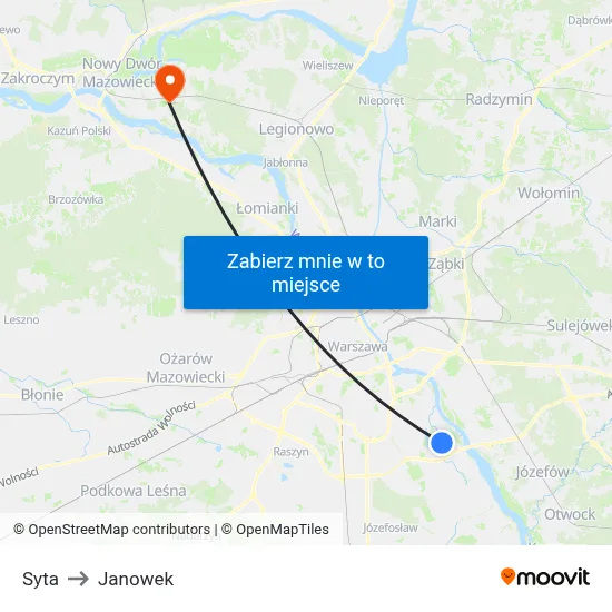 Syta to Janowek map