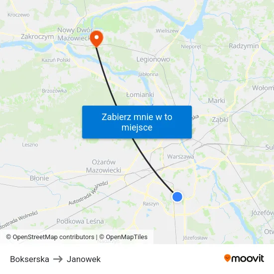 Bokserska to Janowek map