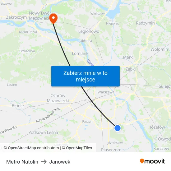 Metro Natolin to Janowek map