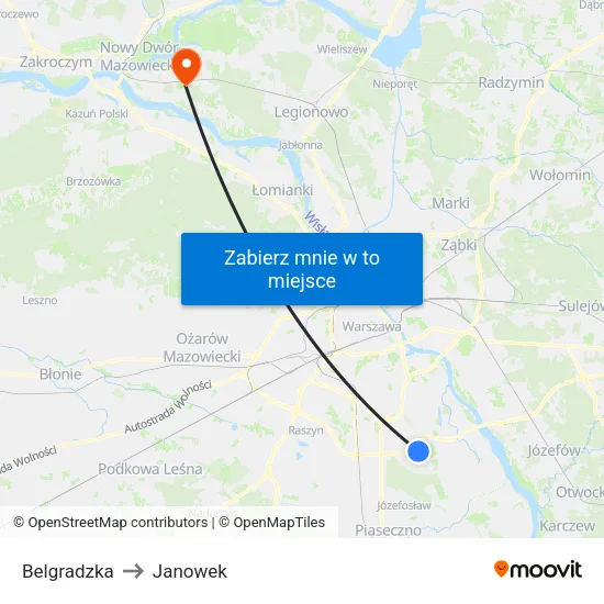 Belgradzka to Janowek map