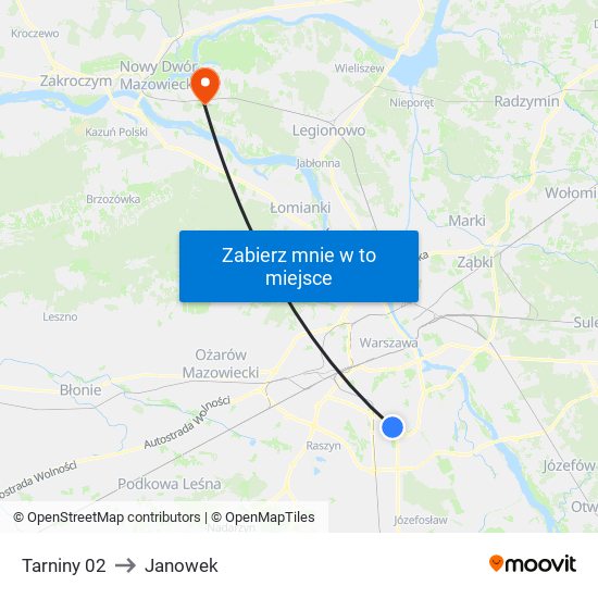 Tarniny 02 to Janowek map