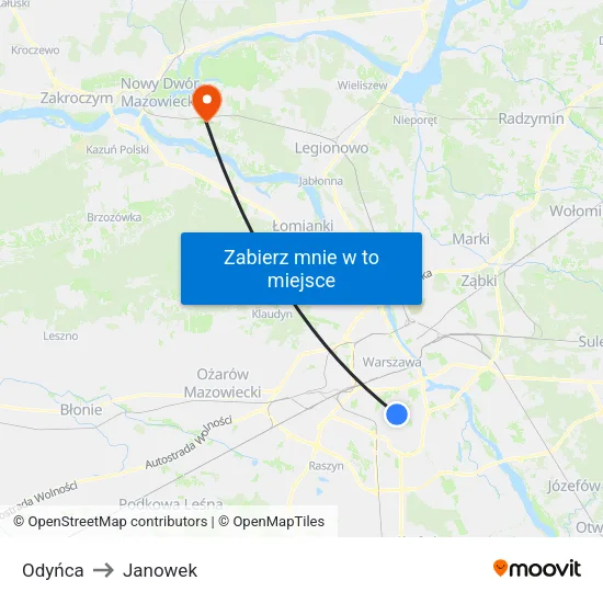 Odyńca to Janowek map