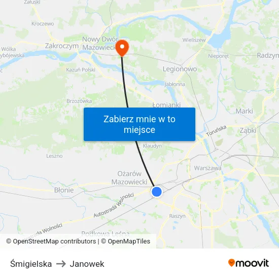 Śmigielska to Janowek map