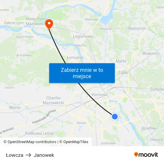 Łowcza to Janowek map