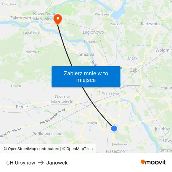 CH Ursynów to Janowek map