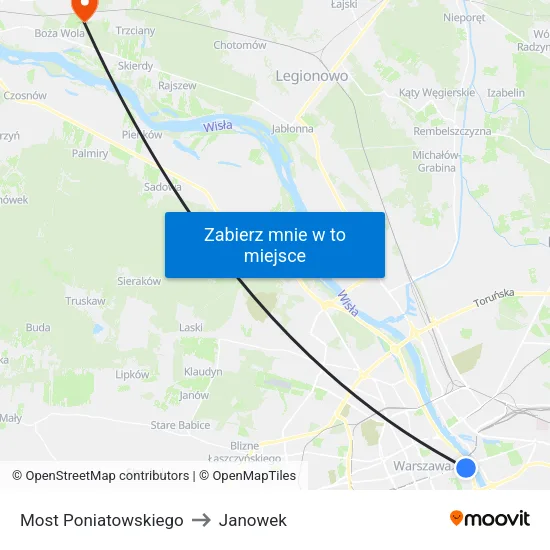 Most Poniatowskiego to Janowek map