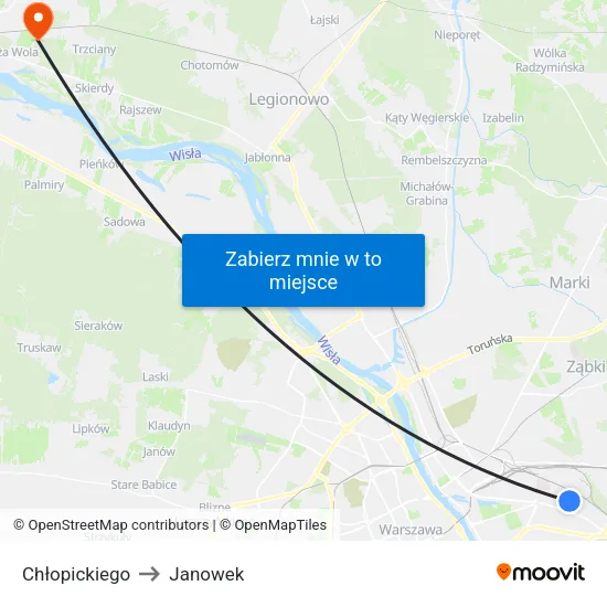 Chłopickiego to Janowek map