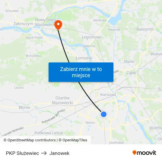 PKP Służewiec to Janowek map