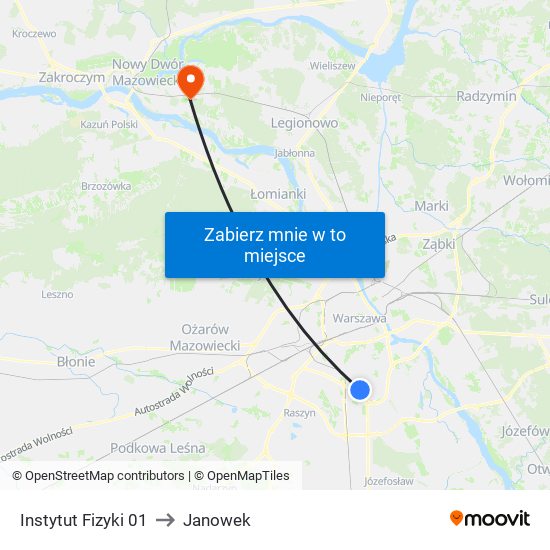 Instytut Fizyki 01 to Janowek map