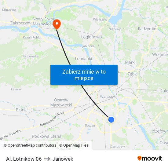 Al. Lotników to Janowek map