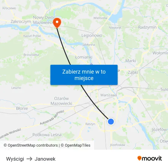 Wyścigi to Janowek map