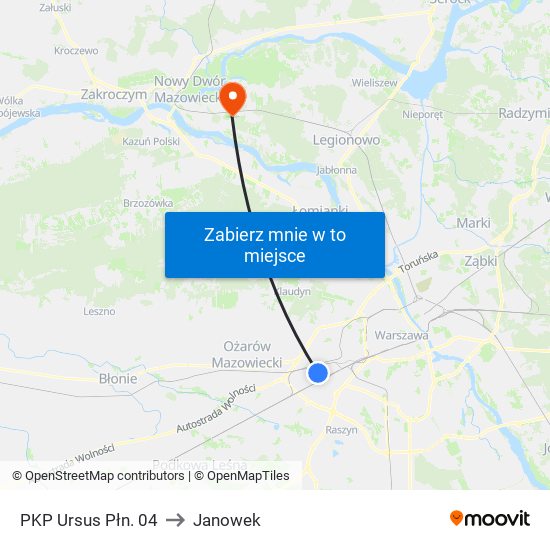 PKP Ursus Płn. 04 to Janowek map