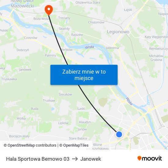 Hala Sportowa Bemowo 03 to Janowek map
