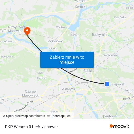 PKP Wesoła 01 to Janowek map