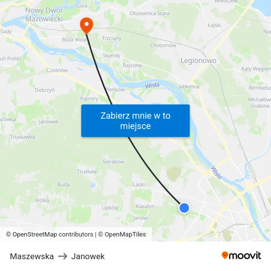 Maszewska to Janowek map