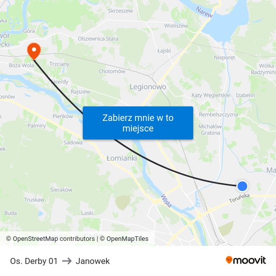 Os. Derby to Janowek map