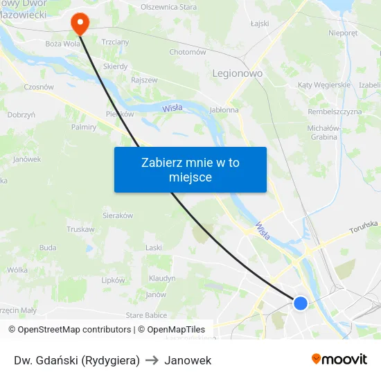 Dw. Gdański (Rydygiera) to Janowek map