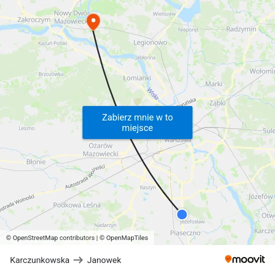 Karczunkowska to Janowek map