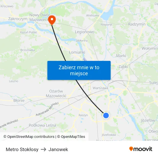 Metro Stokłosy to Janowek map